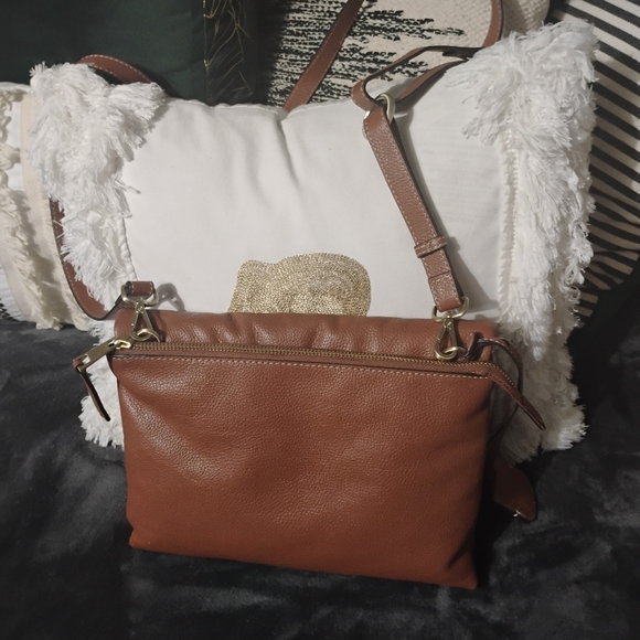 J Jill Do-It-All Crossbody Brown Padded Leather Foldover Purse - Picture 14 of 16